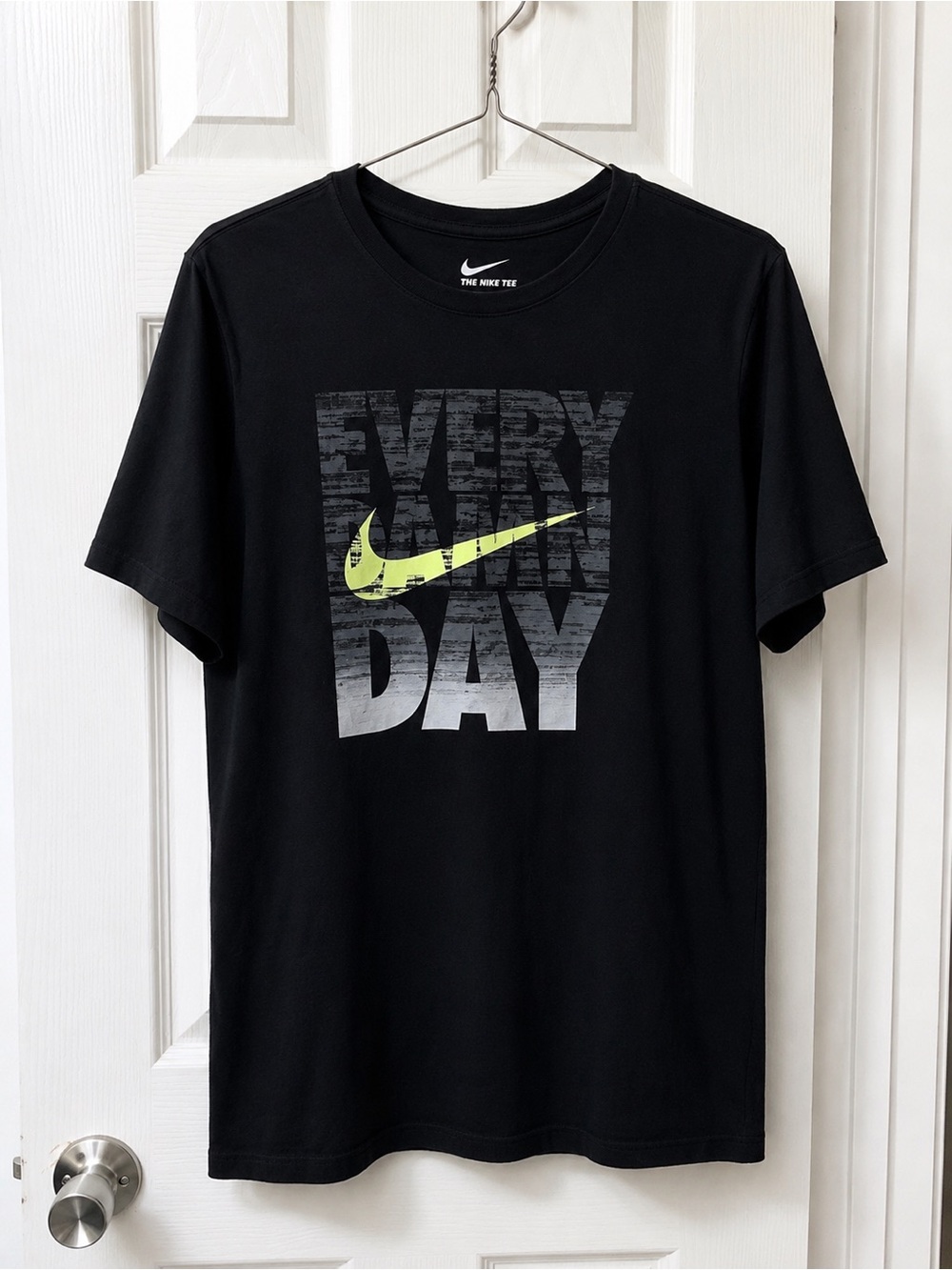 #247 Nike Black Short-Sleeve 'EVERY DAY' Graphic Tee with Neon Swoosh